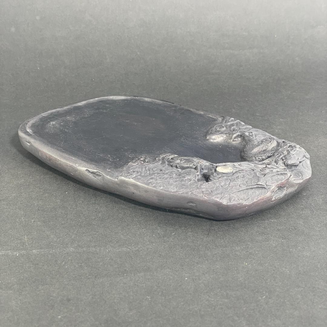 大型端渓硯 端州名硯 龍雲彫刻 石眼 25センチ