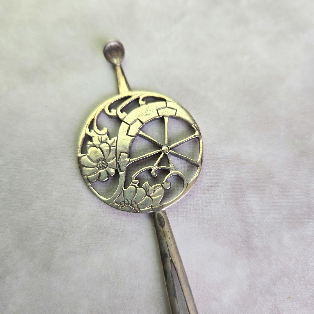 アンティーク シルバー透かし彫り かんざし Import