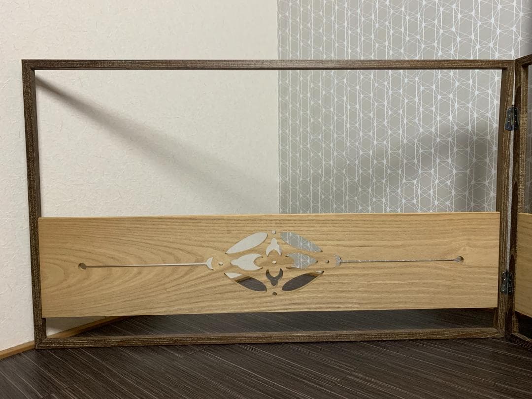 女桑縁 桐地 花紋透彫 上透し 風炉先屏風 茶道具 桐