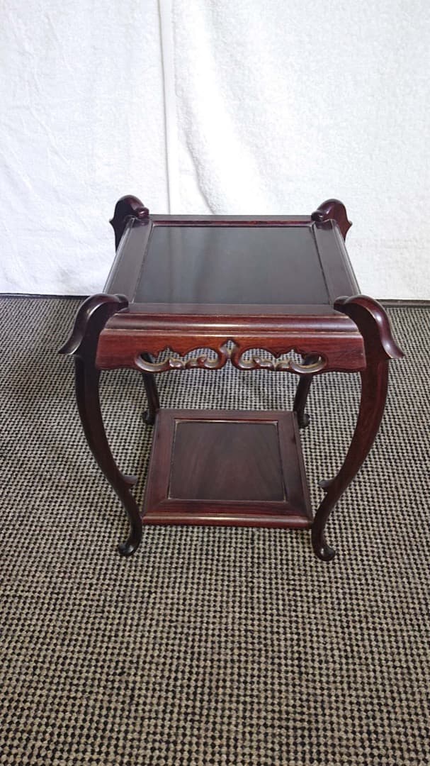 唐木 黒檀 高卓 透かし彫り唐木台 香炉台 花台 飾台 木製 唐木紫檀