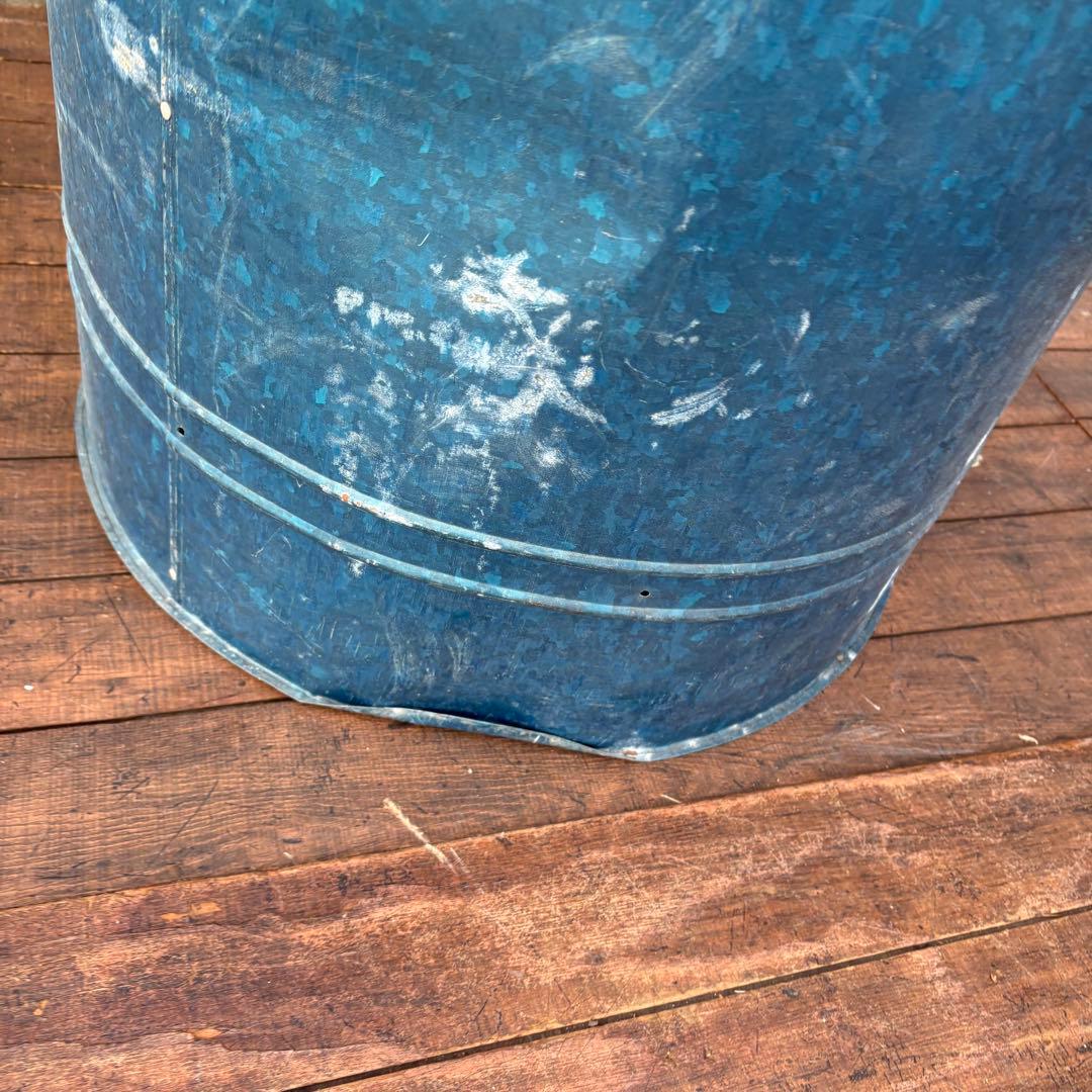 昭和レトロ ブリキ製 筒形収納ボックス 大型収納ケース フタ付き