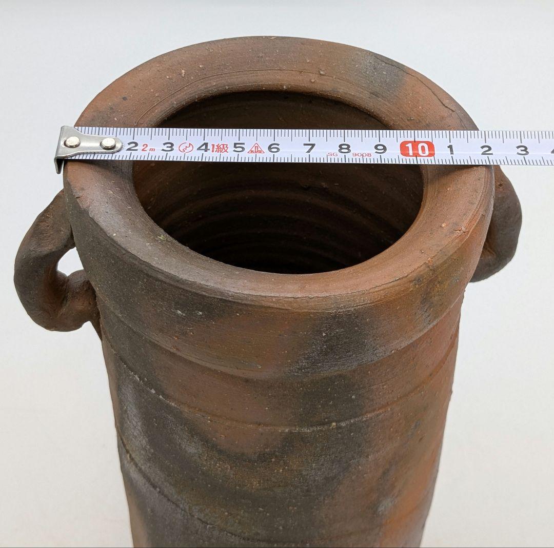 中村眞 備前焼 耳付花入 共箱共布 花瓶 花器 フラワーベース 中村真