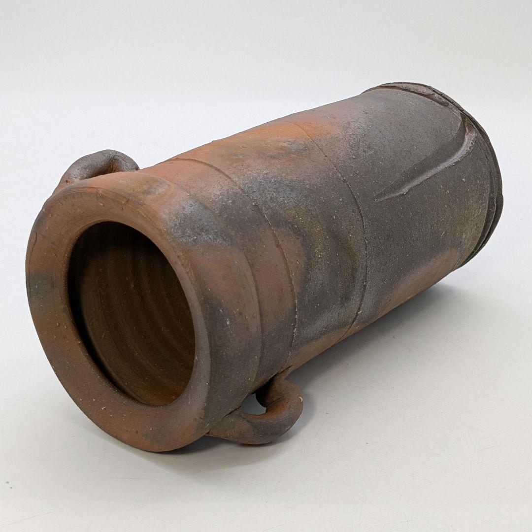 中村眞 備前焼 耳付花入 共箱共布 花瓶 花器 フラワーベース 中村真