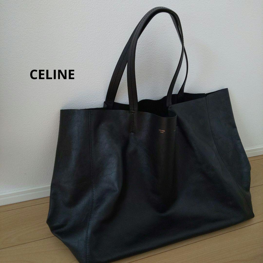 セリーヌ CELINE ホリゾンタルカバ トートバッグ レザー ブラック
