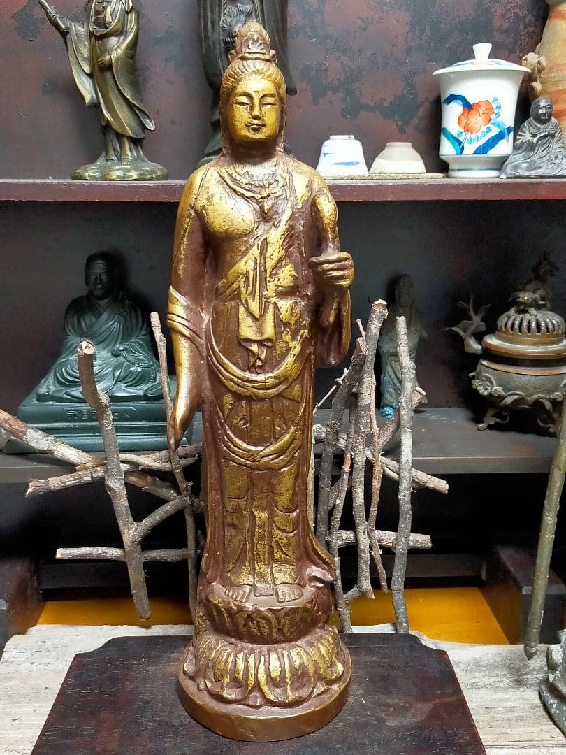 ♥値下げ！北村西望　観音像　３７ｃｍ　観音様　ブロンズ像　仏像　骨董　古玩 ♥値下げ！北村西望 観音像 37cm 観音様 ブロンズ像 仏像 骨董