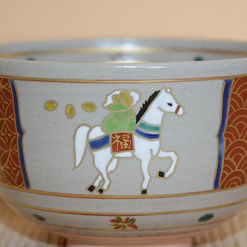 茶道具 京焼 清水焼 干支茶碗 乾山写間取午茶碗 新品 橋本城岳 送料