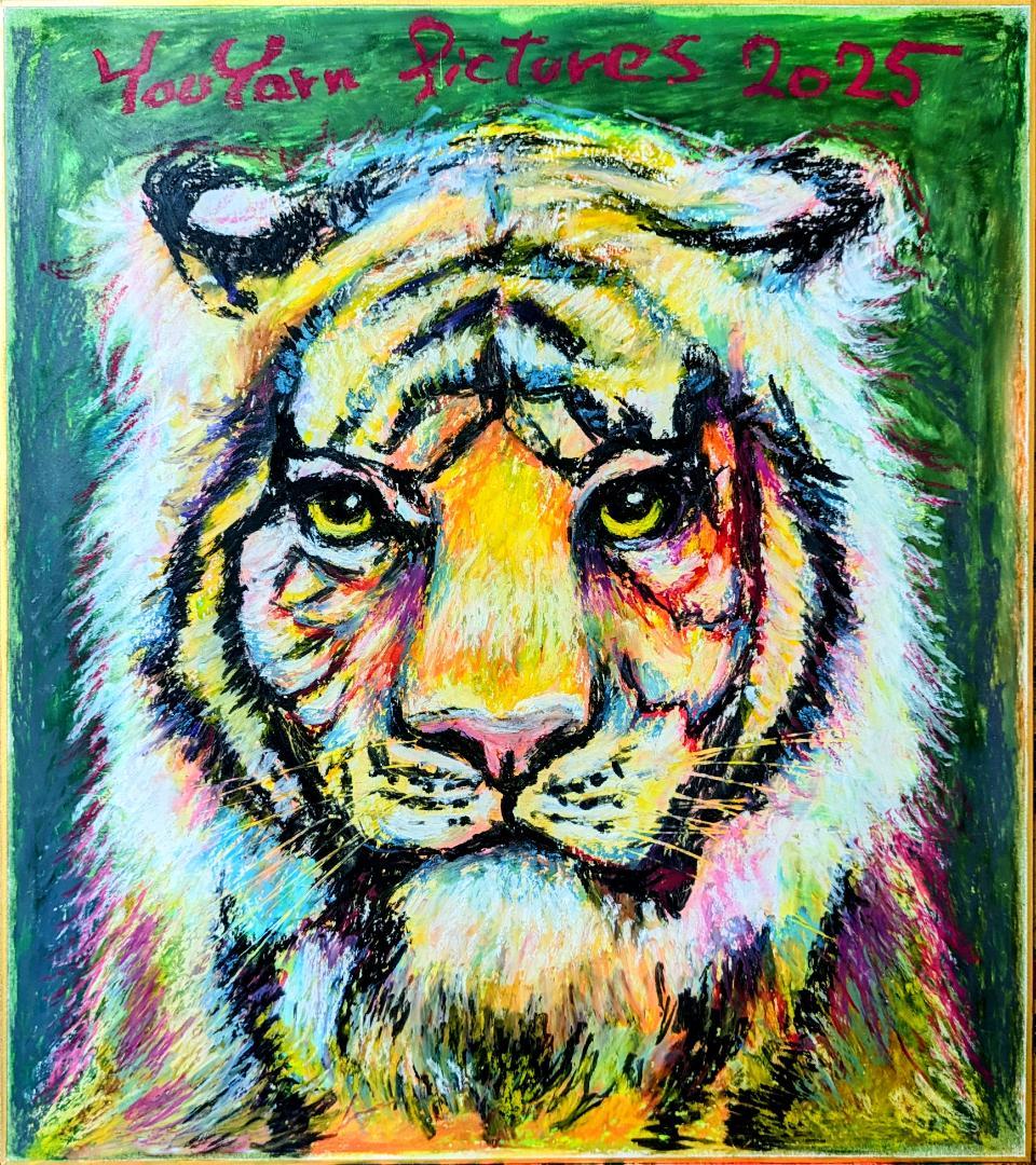 色紙1点物】「幸福を呼ぶ金魚」□東京藝大卒画家□松崎祐哉□クレヨン