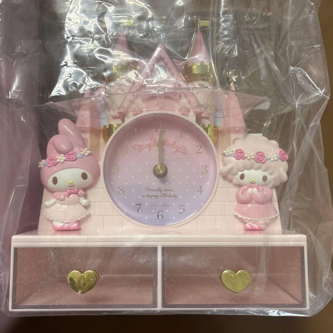 未使用 サンリオ マイメロディ お城型 チェスト付きクロック 置き時計