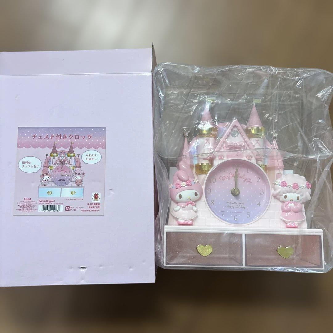 未使用 サンリオ マイメロディ お城型 チェスト付きクロック 置き時計