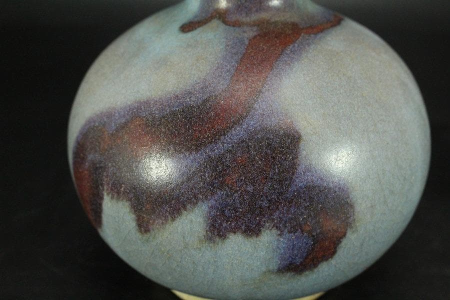 中国美術 紫斑釉 天球瓶 高17.5cm(LC124)