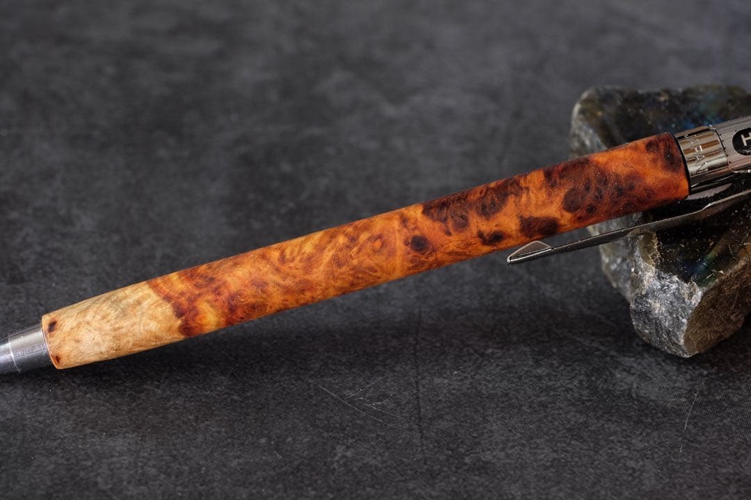 PG5木軸カスタム0224 高村杢工房 製図用シャープペンシル 花梨瘤紅白