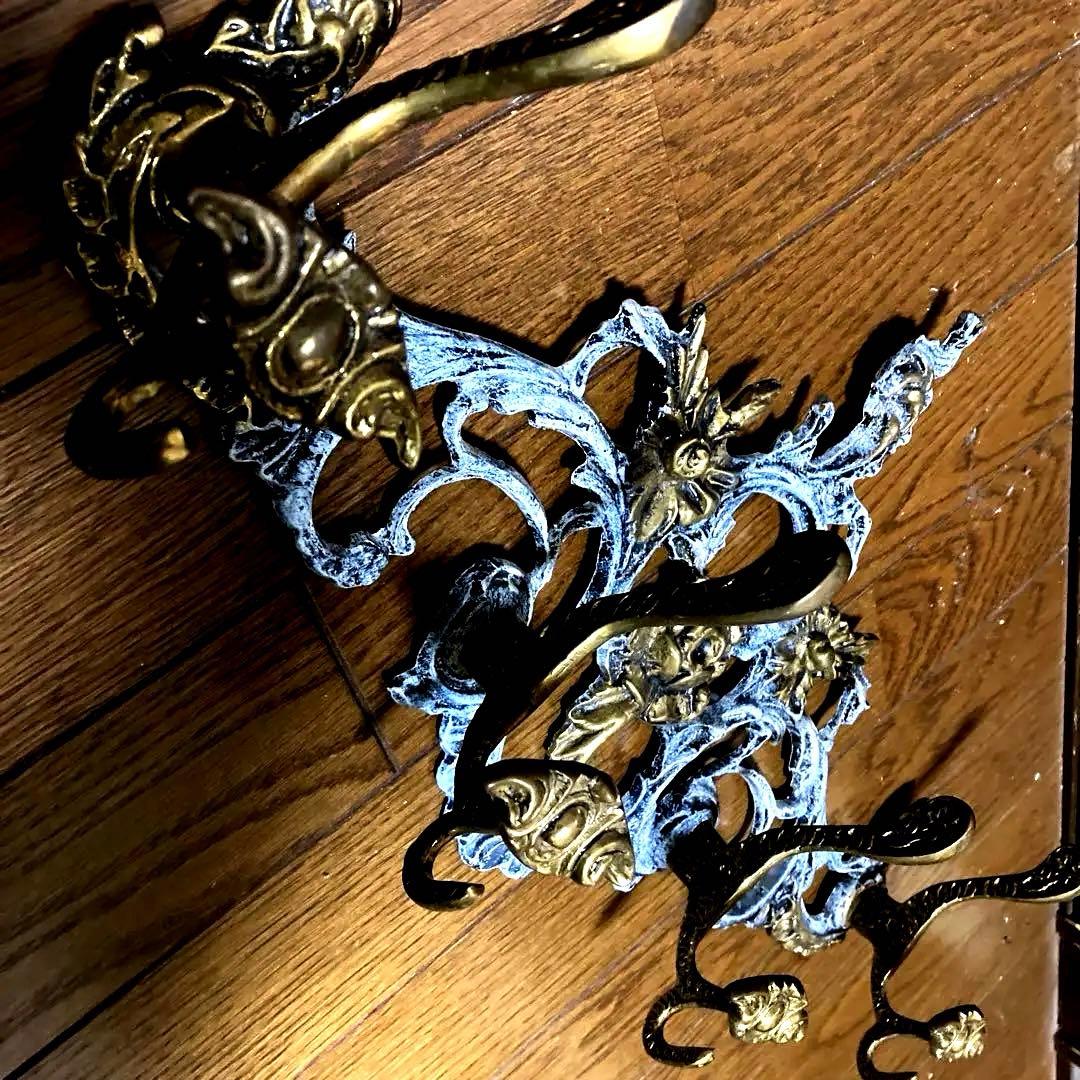 イタリア製 バロックスタイル 真鍮製コートハンガー 4フック - メルカリ