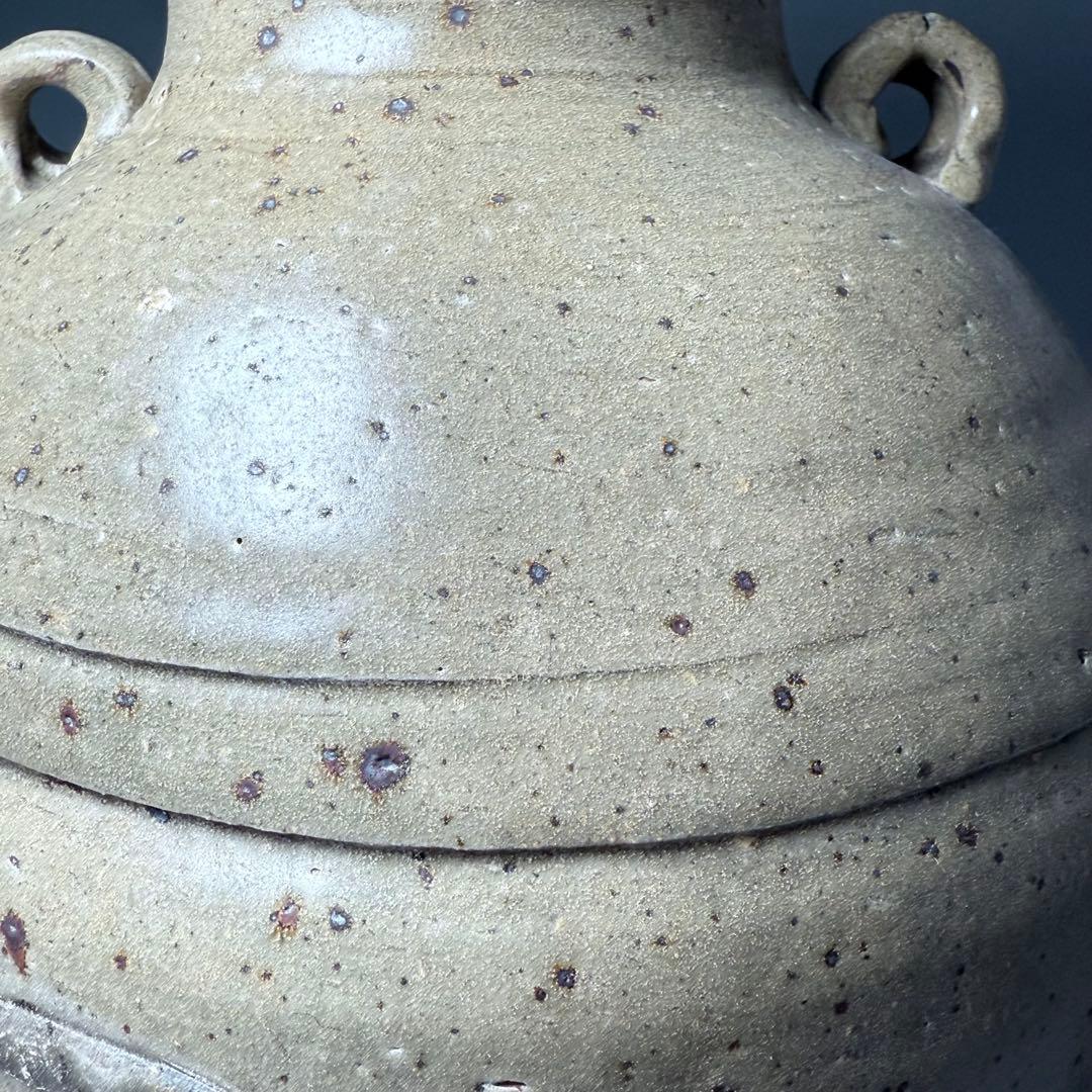 遠州窯　耳付花瓶　共箱付　中国美術　高さ30.5cm　オブジェ　インテリア