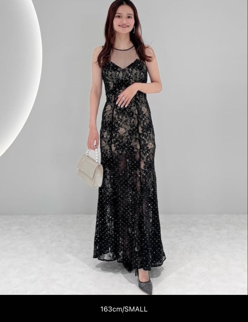 未使用 Leja LUXEレースストーンスパンコールフラワーマーメイドドレス　S