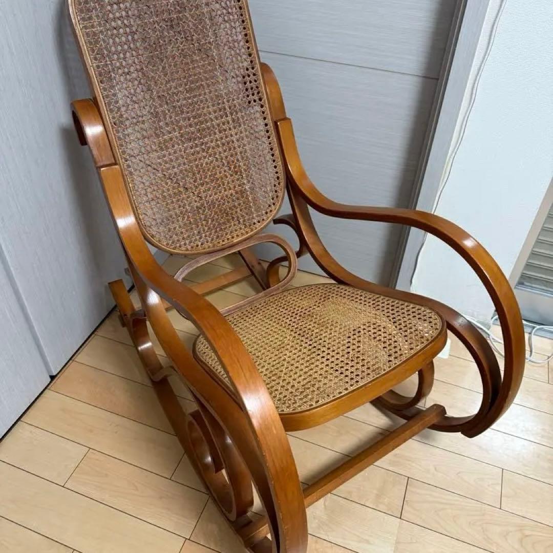 ヴィンテージ ロッキングチェア ラタン - メルカリ