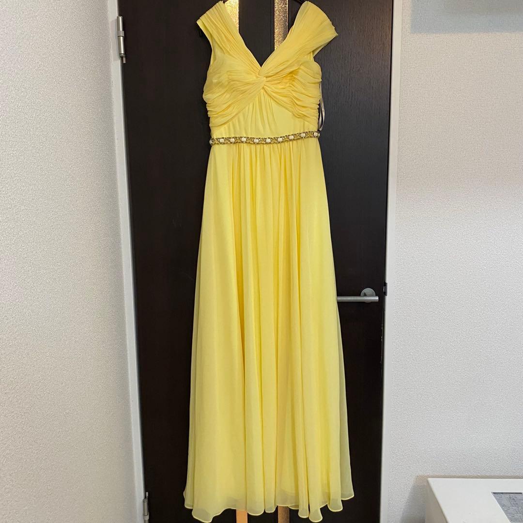 SETTAN イエロー ビジュー　オフショル　ロングドレス