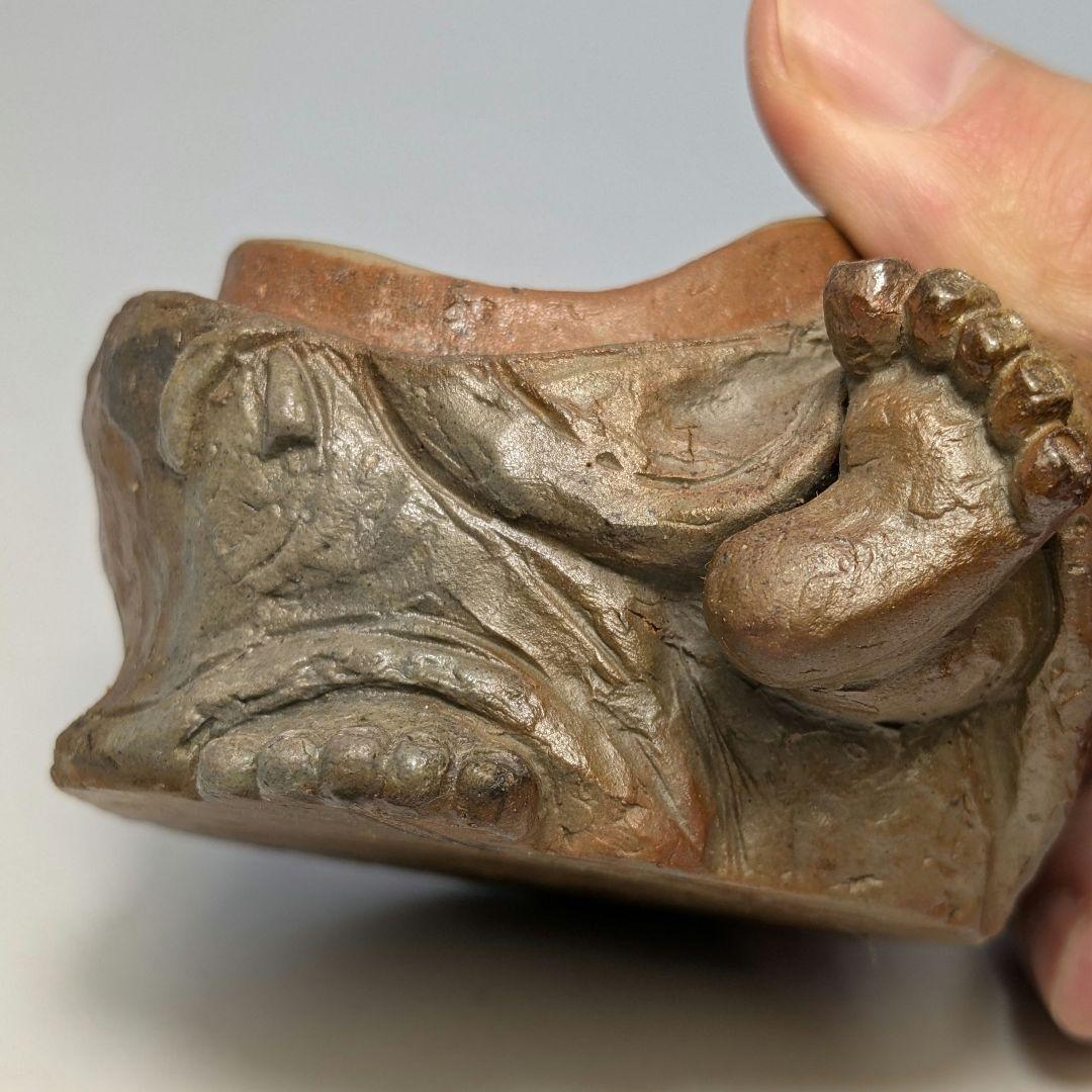 國延昇 備前焼 布袋香炉 合箱合布 踊り布袋 置物 縁起物 七福神 国延昇 香爐