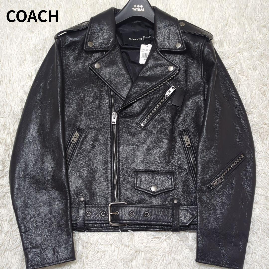 美品✨コーチ CL359 ダブルライダースジャケット レザー 黒 XS 総柄