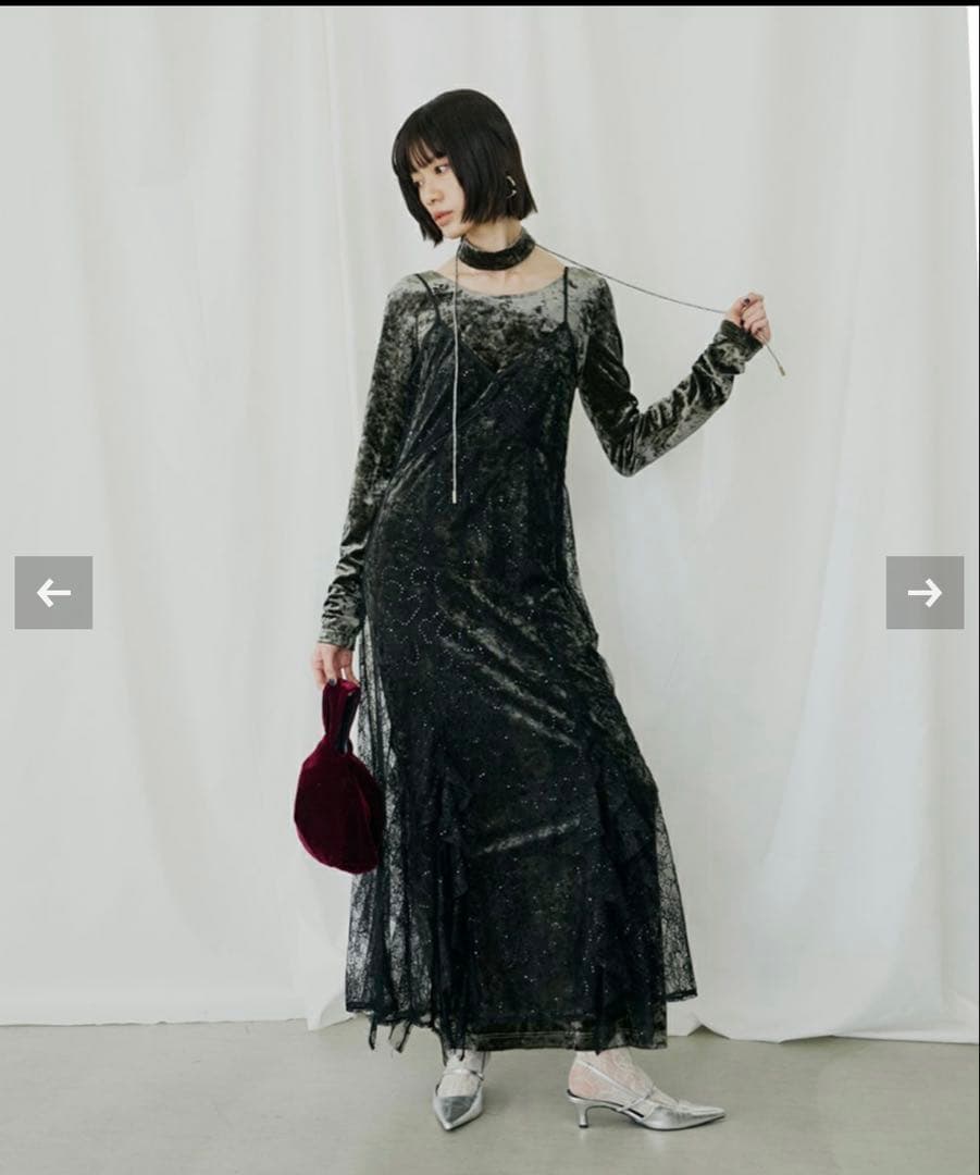 ベロアワンピ　ANDRESD sparkle lace velour dress sparkle lace velour dress | ANDRESD