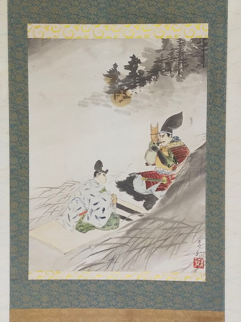 模写】掛軸前田青邨武者絵掛け軸骨董古玩中国