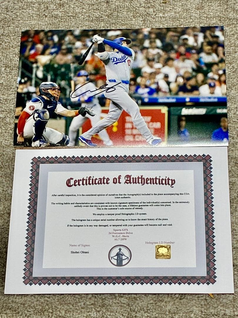 SALE！貴重！新品未使用！大谷翔平 直筆サイン入りフォト鑑定書付