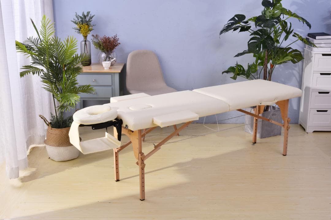 ホワイトマッサージベッド 折りたたみ コンパクト超軽量エステベッド