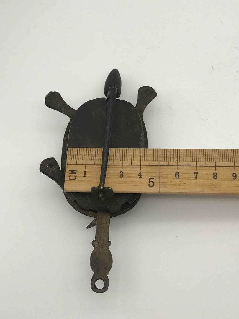 清朝民国 亀 カメ 鍵 銅鍵 四本足動かせる 手工 時代物(F-11)