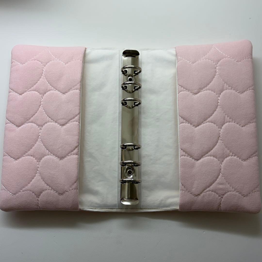 バインダーカバー　ピンクハート　A6 韓国　貯金