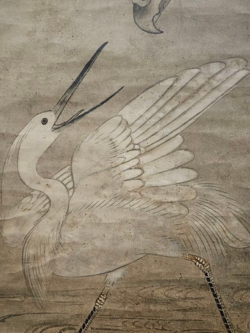 伝：曽我二直庵［鷹襲鷺図］無落款 曽我直庵の子 江戸時代前期 水墨画