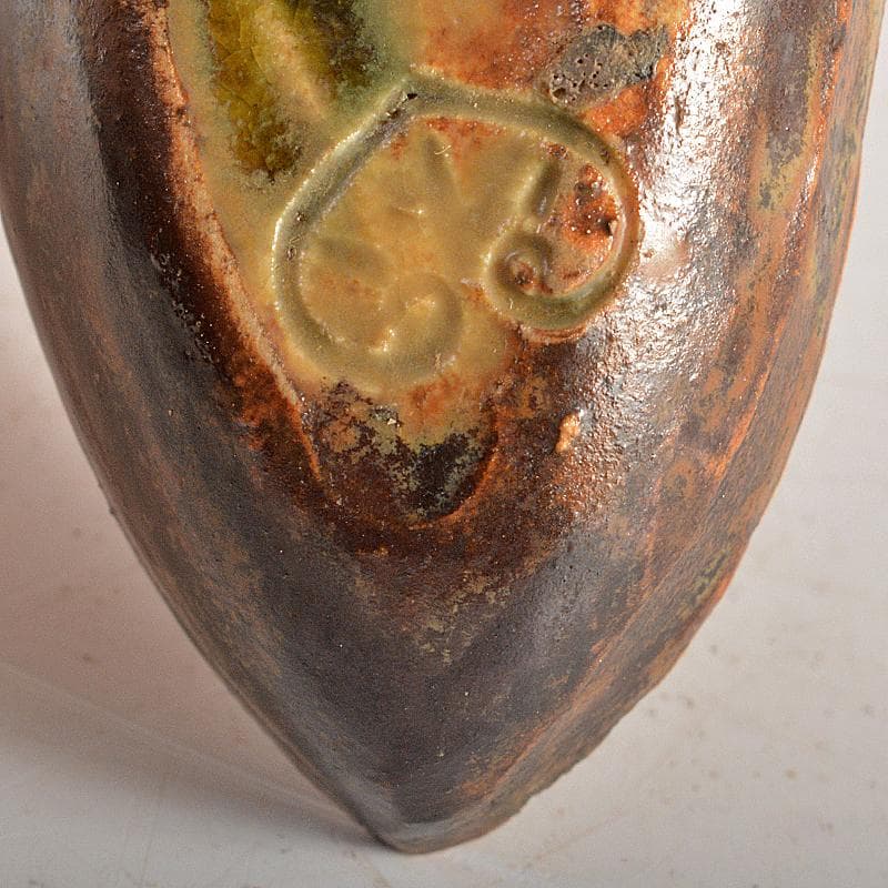 茶道具　瀬戸焼　加藤春二作　竹葉香合　共布共箱　V　R5970