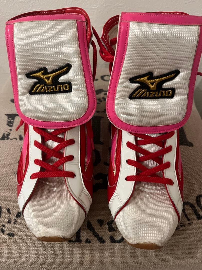 最終価格】ミズノ ボクシングシューズ 25cm 赤/白/ピンク MIZUNO