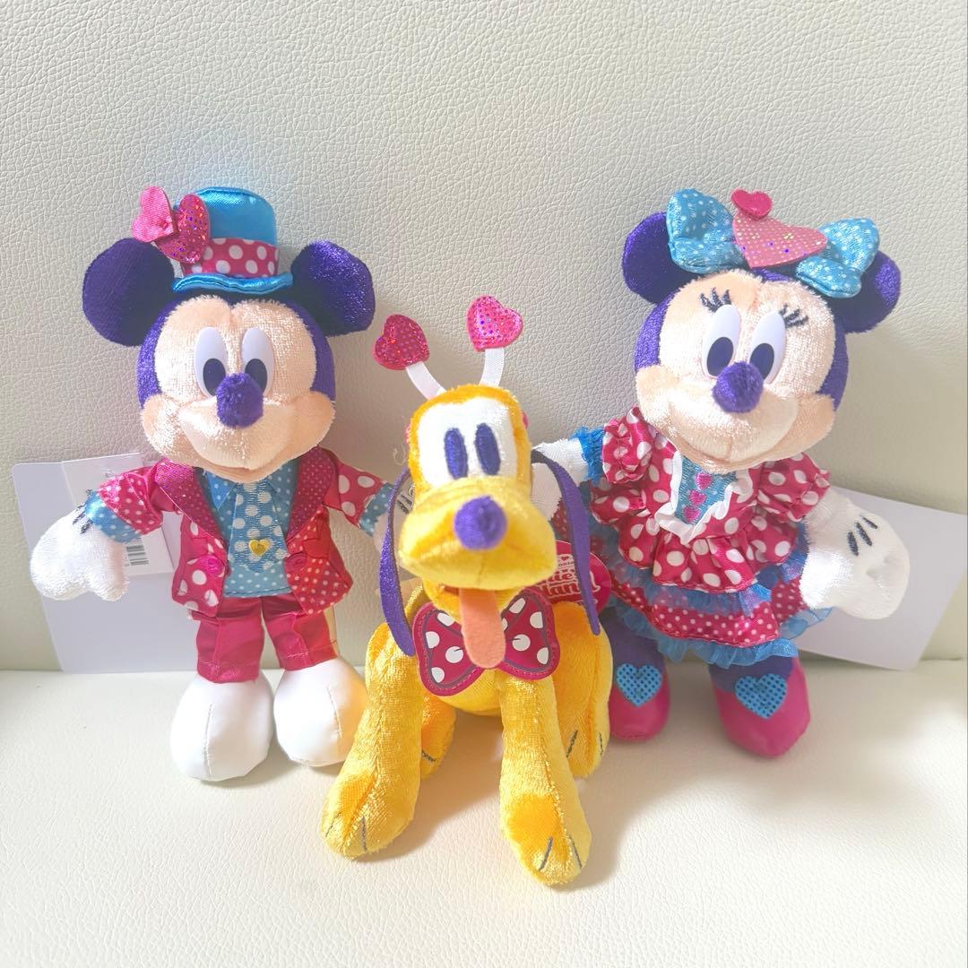 ミッキー・ミニー・プルート　ぬいぐるみバッジ