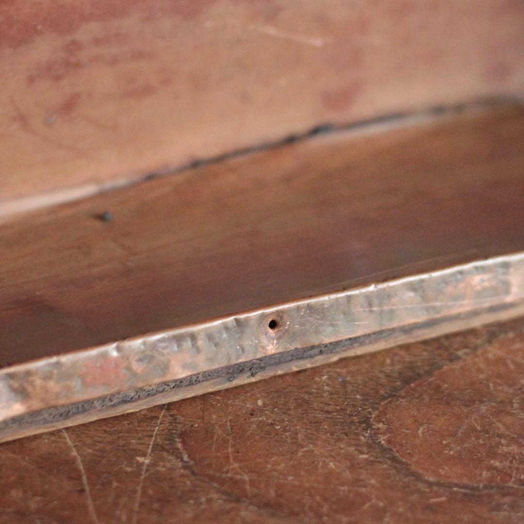 古い 内側銅張 木の トレイ トレー 箱 古道具 アンティーク 内側銅張