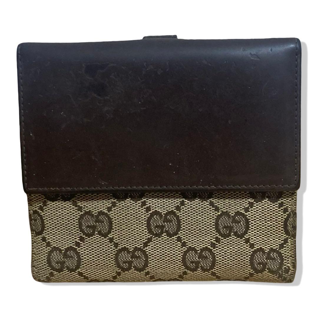 グッチ 2つ折り財布 ジャッキー GG柄 キャンバス ブラウン レディース