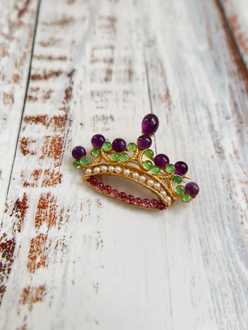 Swoboda】スワボダ ブローチ 王冠 クラウン ティアラ アメジストの通販