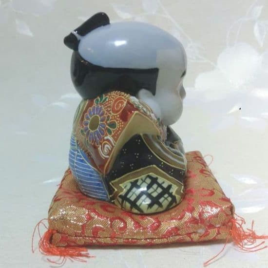 福助人形 九谷焼 在銘 金彩 陶器製 ミ10