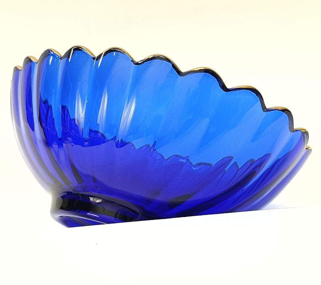 保管品】天金 菊小判 のぞき 洗鉢 ルリ 瑠璃ガラス 各5客 箱