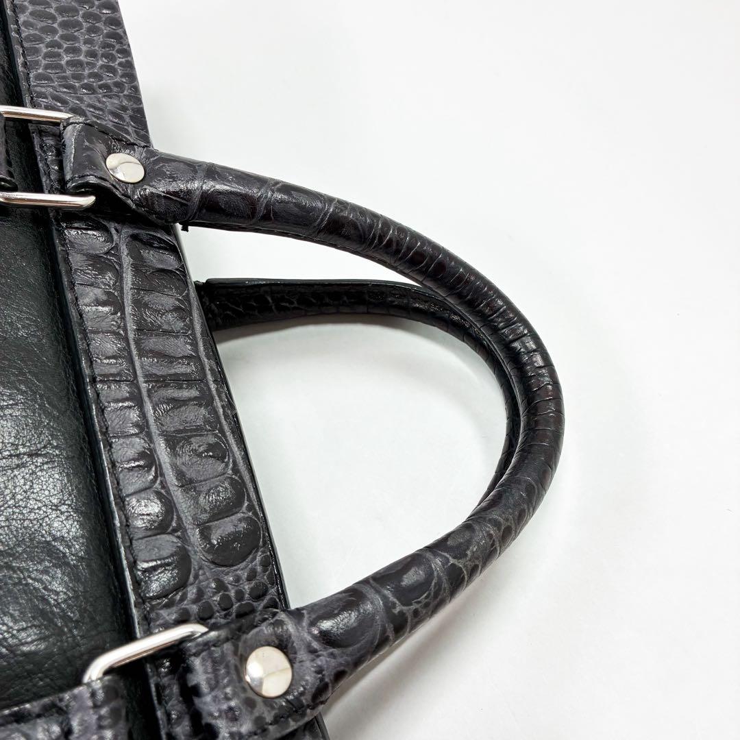 STEFANO MANO ステファノマーノ　クロコ型押し　レザー　ビジネスバッグ