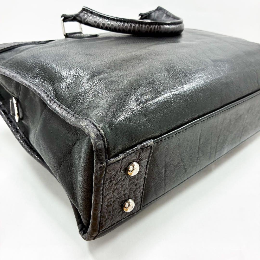 STEFANO MANO ステファノマーノ　クロコ型押し　レザー　ビジネスバッグ