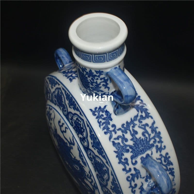 青花龍鳳呈祥瓶 水養花瓶 陶磁器 現代工芸品 美術品 装飾品