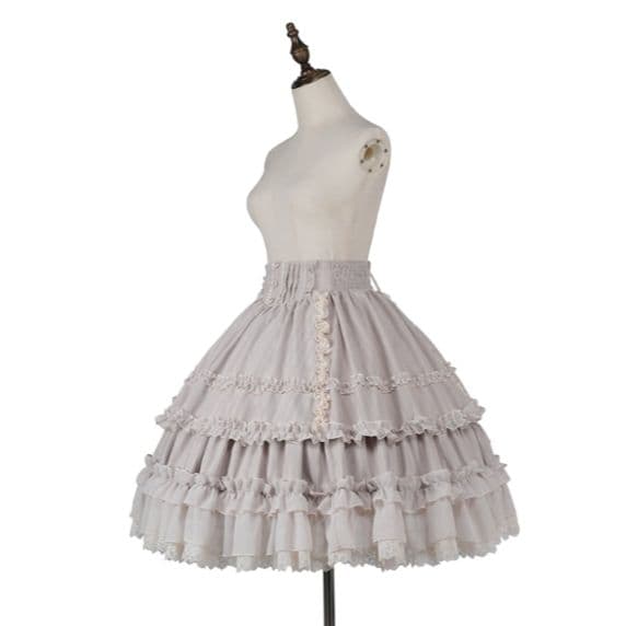 星箱works オースティン ストライプ柄 レースフリル スカート 生成