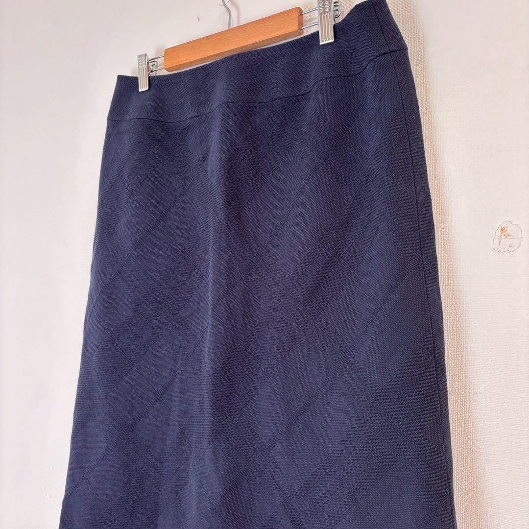 ▼バーバリーロンドン【2L】膝丈タイトルカート チェック柄大きいサイズ キュプラ