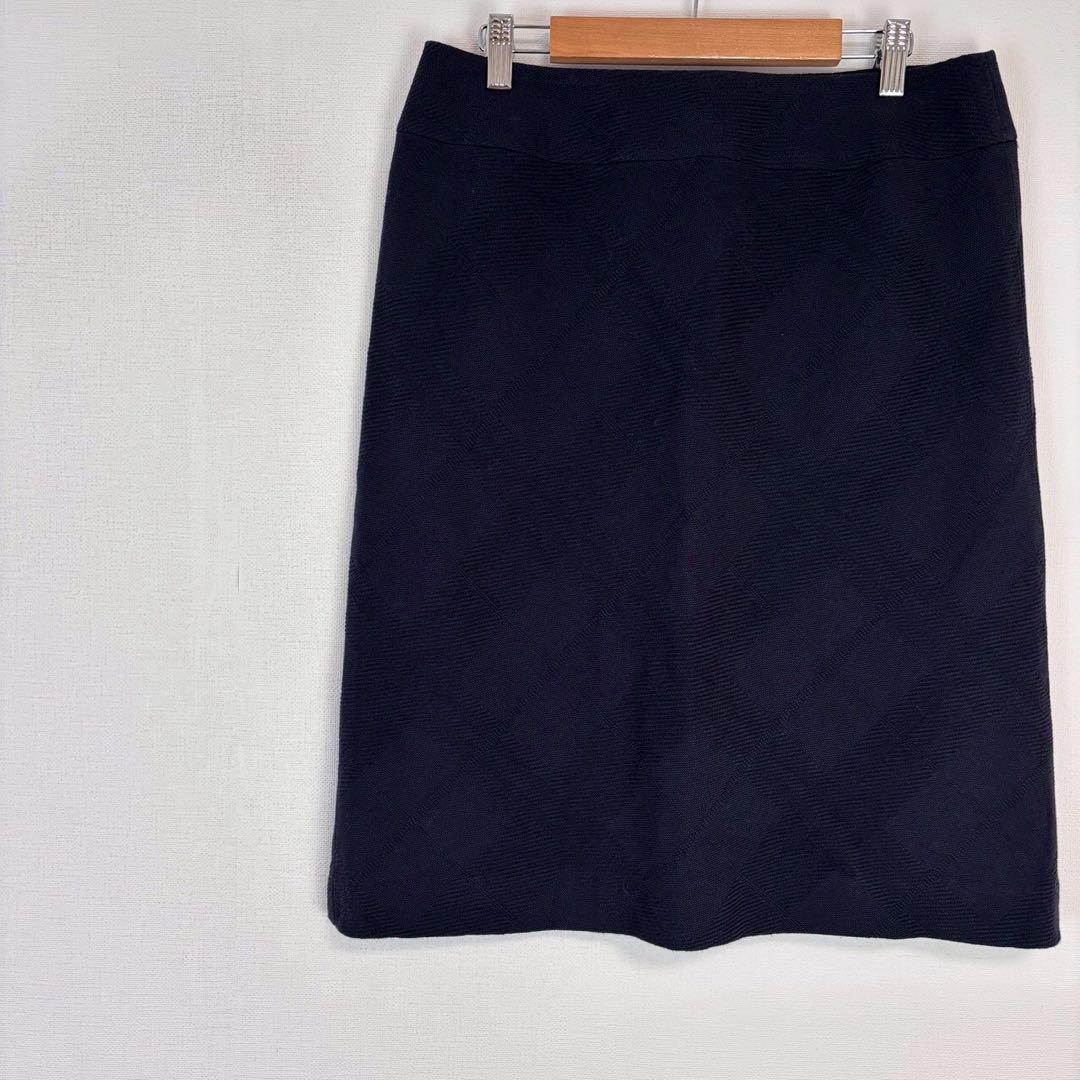 ▼バーバリーロンドン【2L】膝丈タイトルカート チェック柄大きいサイズ キュプラ