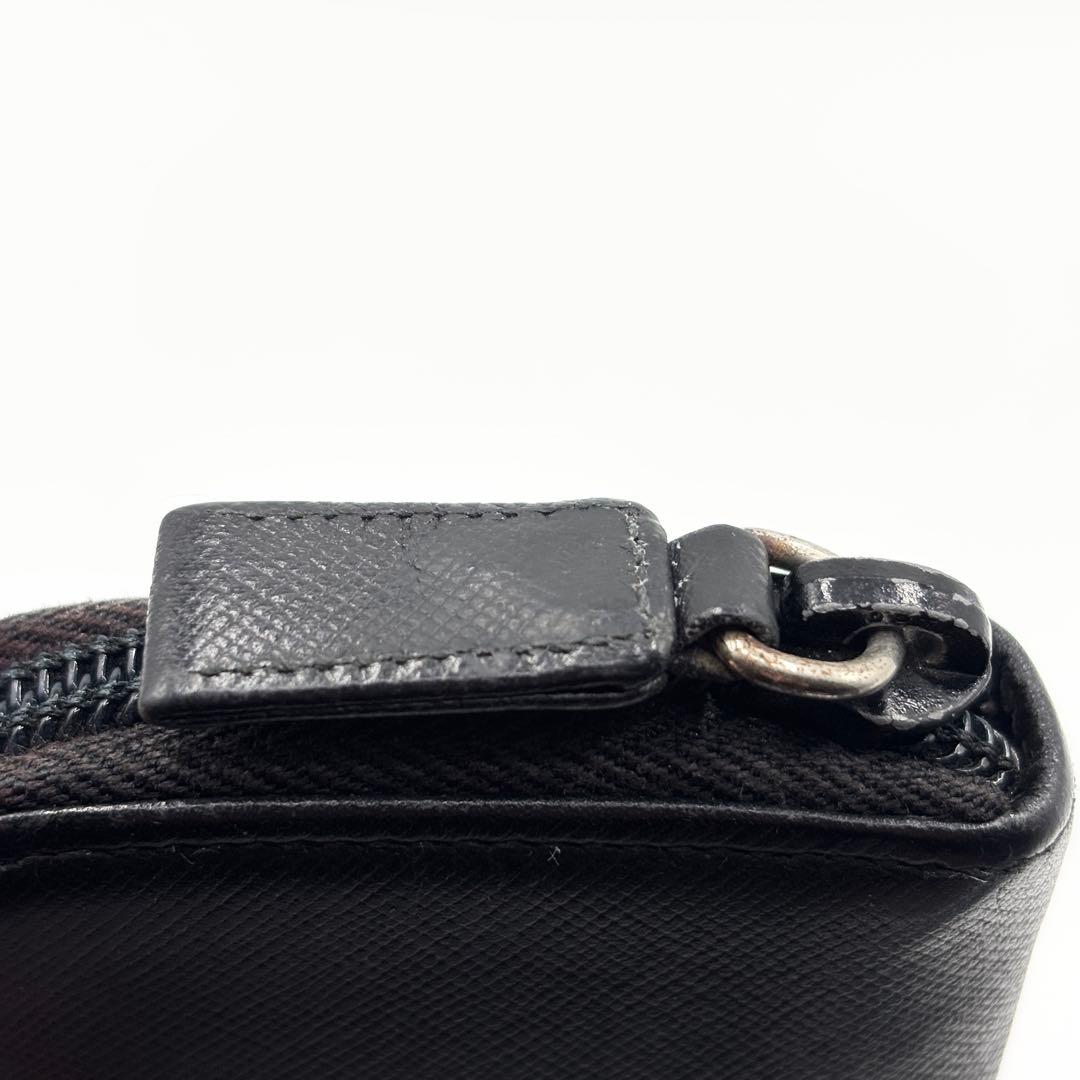 付属品完備✨️プラダ ラウンドファスナーケース 黒 三角ロゴ サフィアーノ