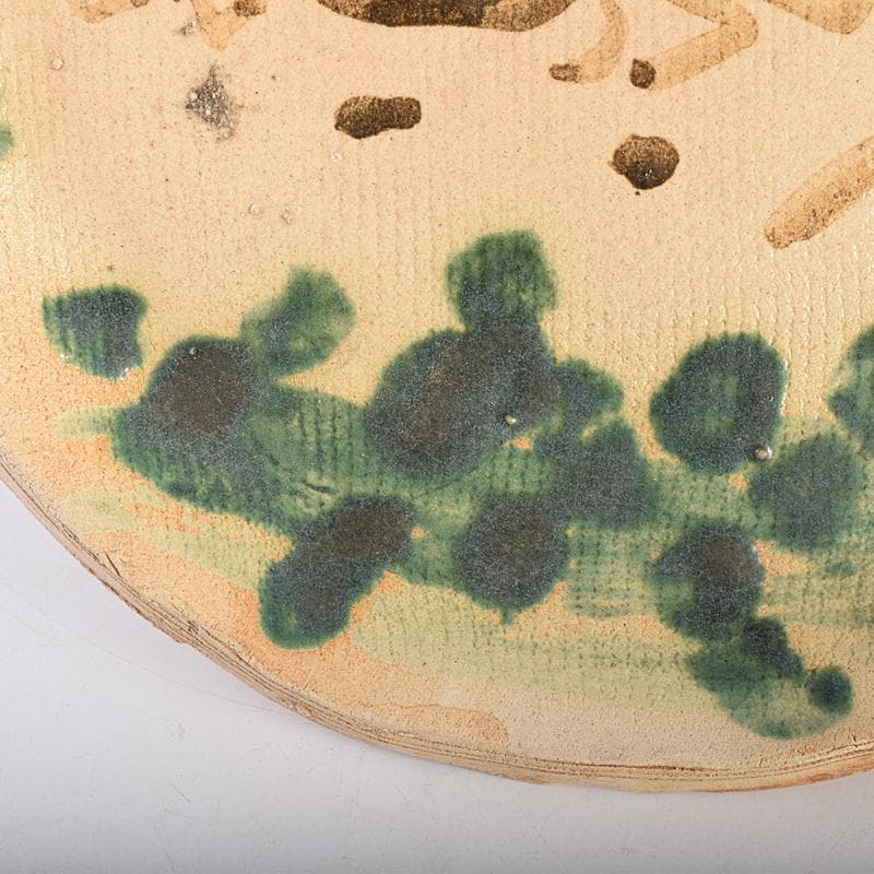 北大路魯山人作　織部　蟹絵　皿　時代箱付　V　R7715