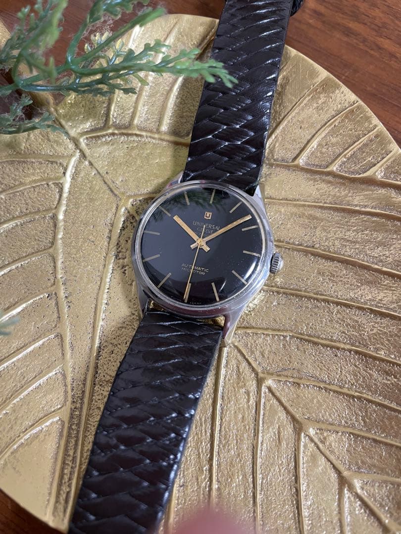 【超初期ジェンタデザイン】ユニバーサルジュネーブ Polerouter 黒文字盤