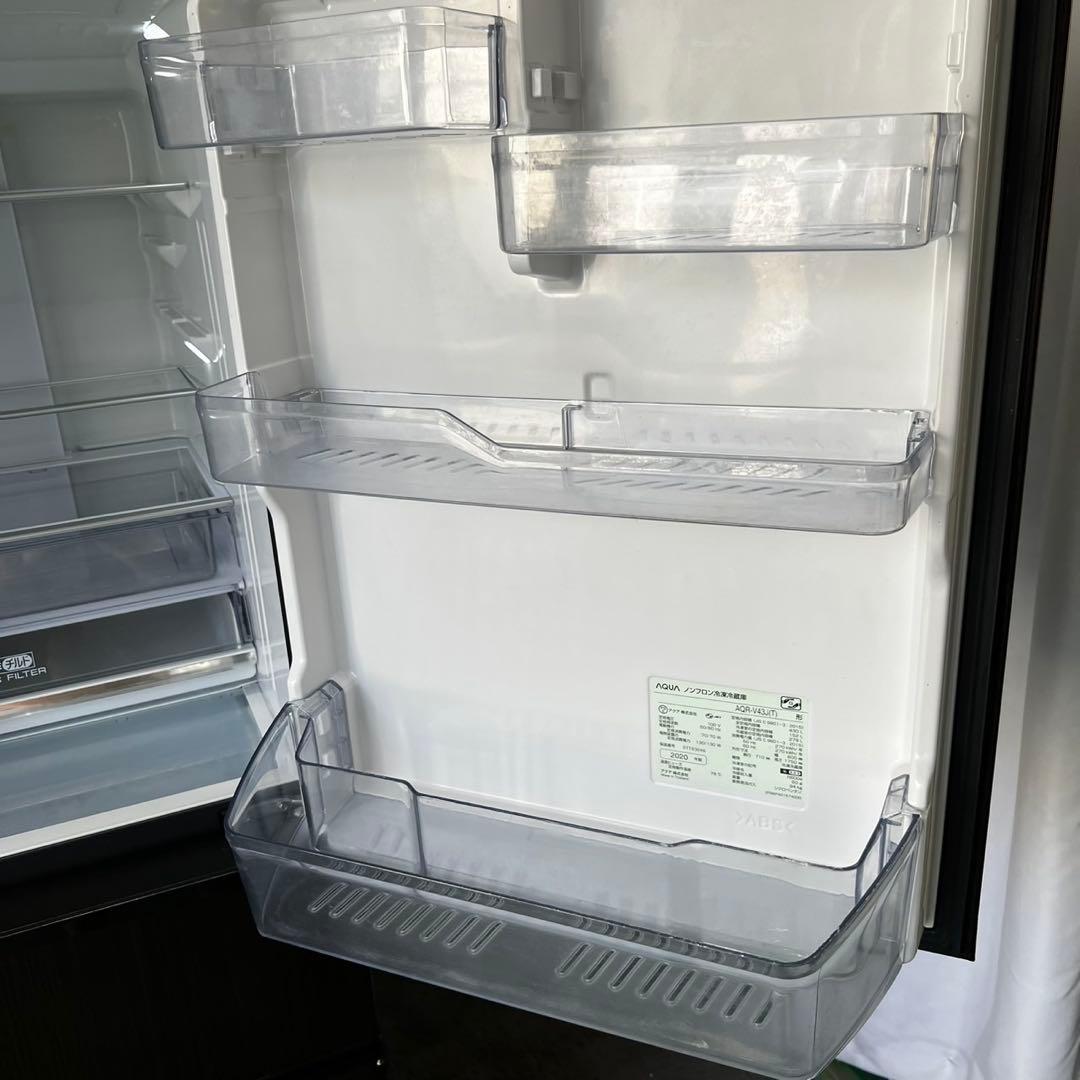 761⭕️設置無料　冷蔵庫　AQUA　大型　400ℓ　安い　中古　木目調　レトロ