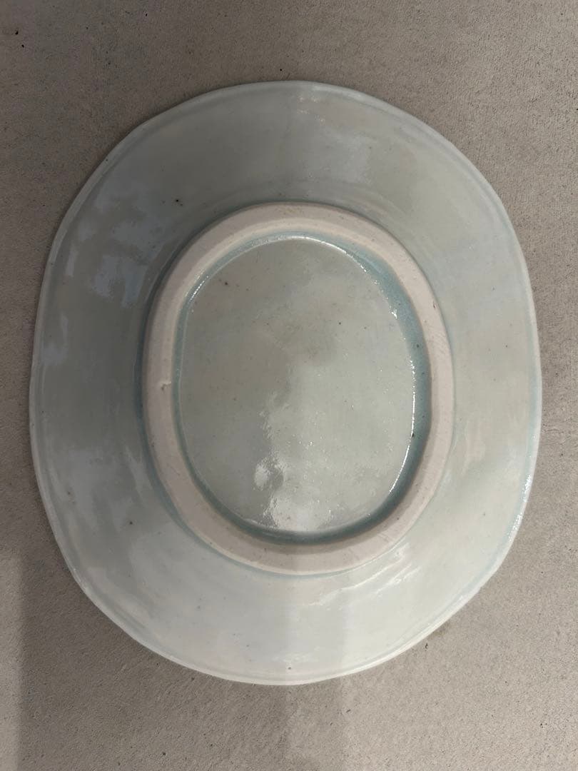 美品 未使用 村田森さん 染付市松角丸皿