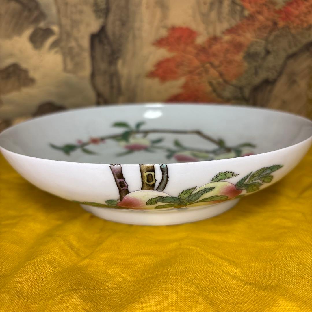 中国美術 壽桃 皿 清時代