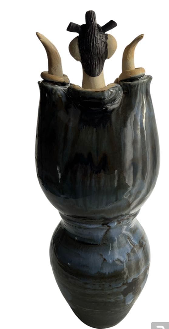 美品】森元青芳 砥部焼 壺人形 青芳窯 念ずれば花ひらく